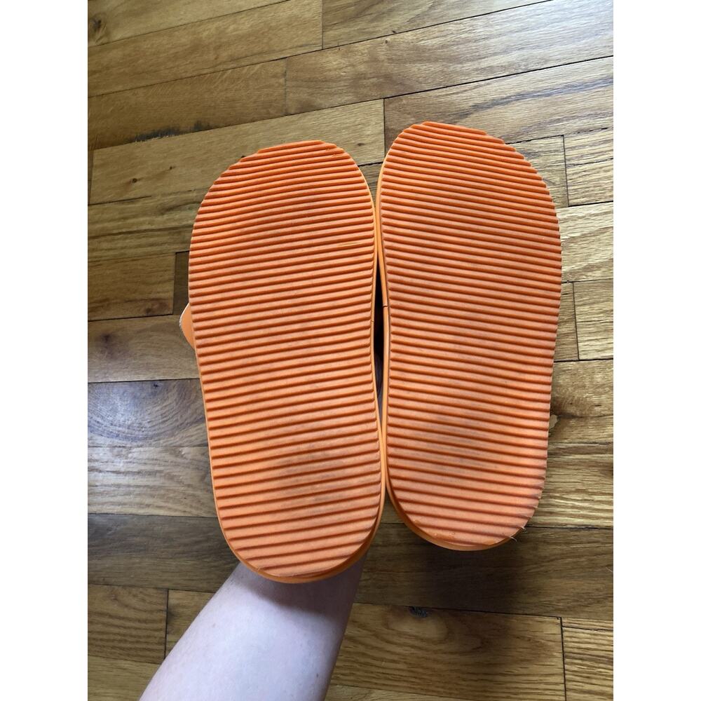 FARM Rio Sandals Womens 10 Orange Slides Monstera Anatomic Leaf Adjust Strap - Picture 4 of 9